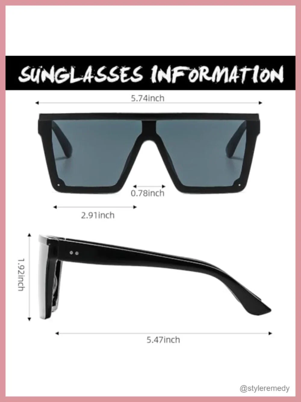 Oversized Square Flat Top Sunglasses for Women Men Plastic Frame 3 Pack